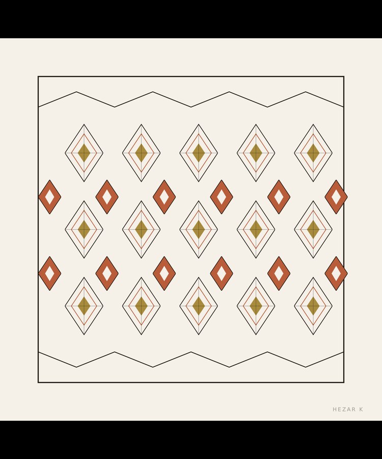Diamants — Kurdistan Kilim Art Print
